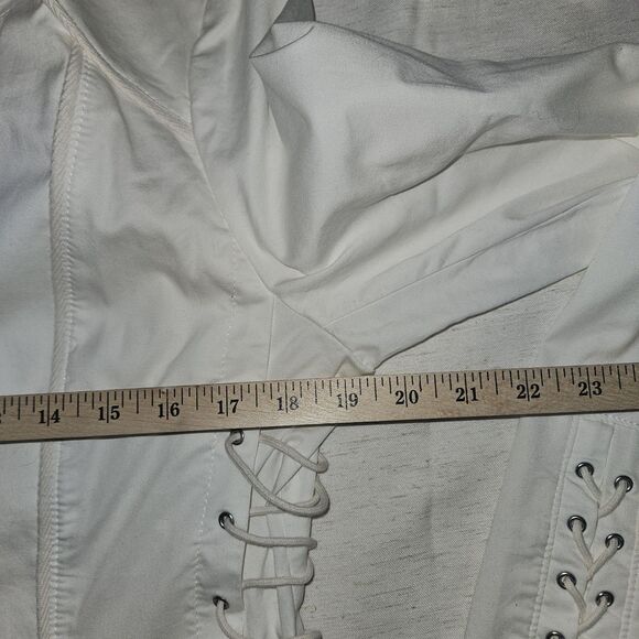 Y2k White Lace Detail Moto Jacket Zip Womens White House Black Market Size 12 - Picture 11 of 13